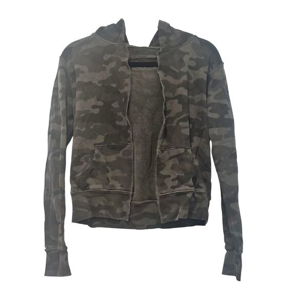Nili Lotan Callie Sample Distress Open Front Cropped Hoodie Camo Size S NWOT - Picture 6 of 15